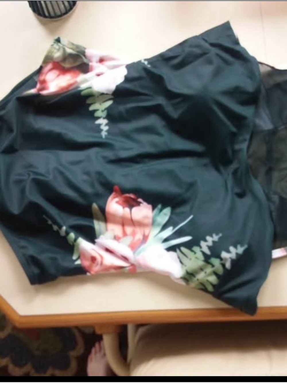 Brand new Hunter green floral 1 one piece bathing suit. Ladies XL